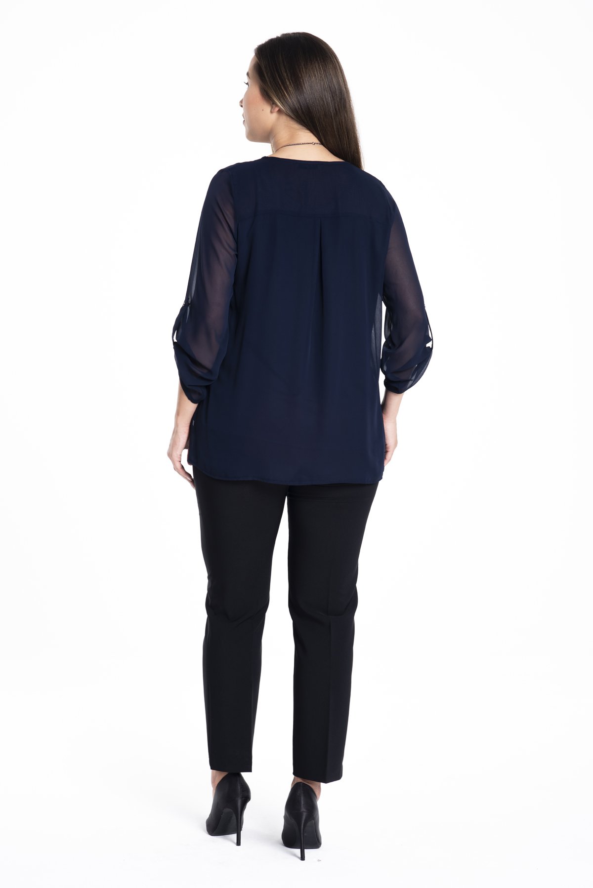 Hanezza Large Size Chiffon Lined Bluz