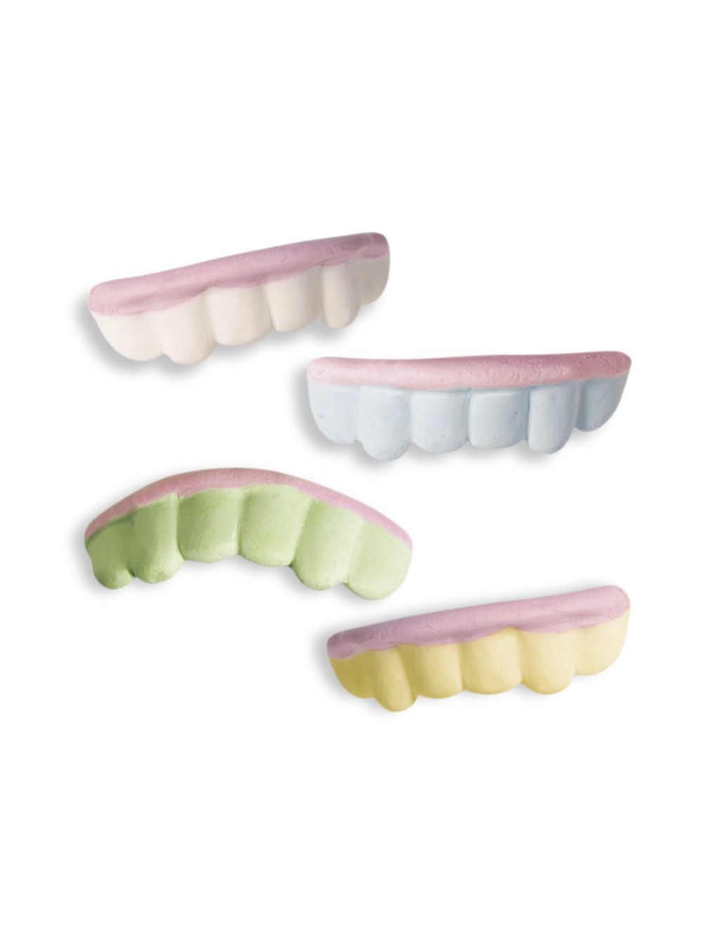 Vidal dentaduras cores 14 sacos 70g-muito realista e de cores diferentes, azul, amarelo, verde, rosa e branco.