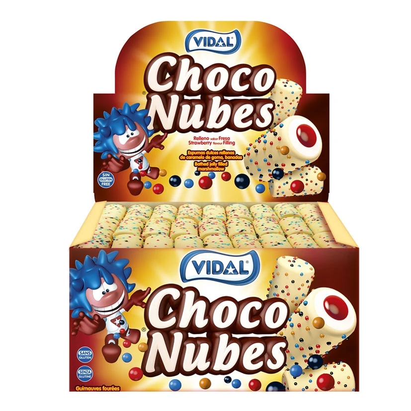Nuvens crocantes de vidro Choco-75 unidades-nuvens cheios de morango com cobertura de chocolate e bolas