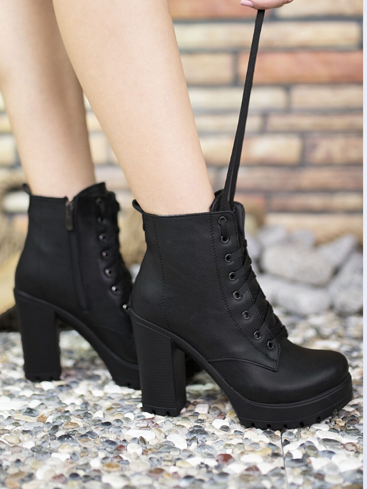 Sepatu Bot Hak Tinggi Wanita Hitam Sepatu Bot Bilekte Sepatu Bot Motor Sepatu Bot Salju Wanita Musim Dingin Fashion Simpul Silang Ujung Bundar