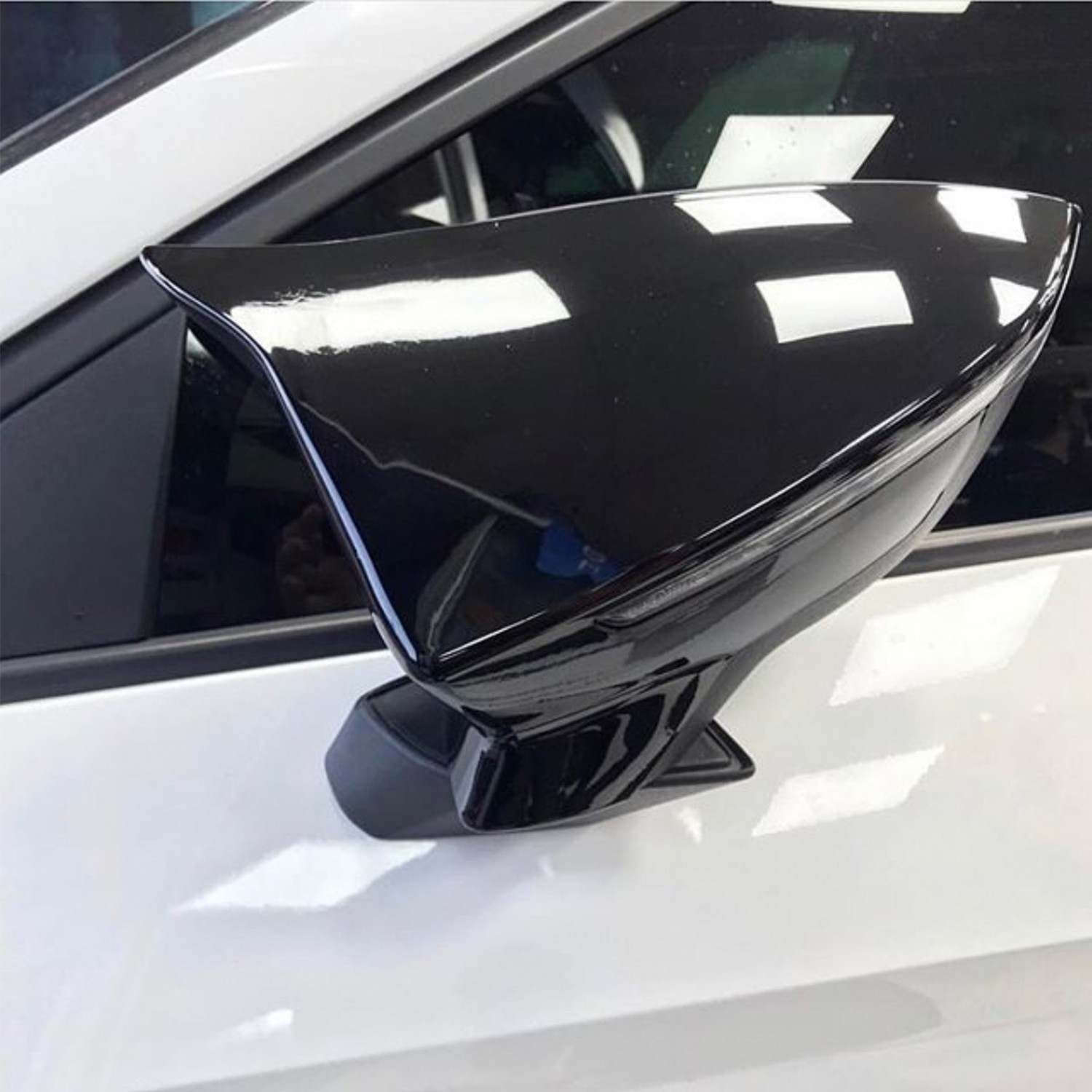 Untuk Seat Ibiza Mk5 6M Mirror Cover Piano Black Rear Side View Case Cap 2018 2020 2Pcs High Quality ABS Plastic Bat Style FR