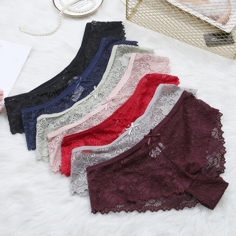 Bán Gợi Cảm Nữ Bowtie Quần Lót Quần Lót Nữ Ren Hoa Nữ Quần Lót Thoáng Khí Trong Suốt Quần Đùi Nữ Dây Resin Quần Lót