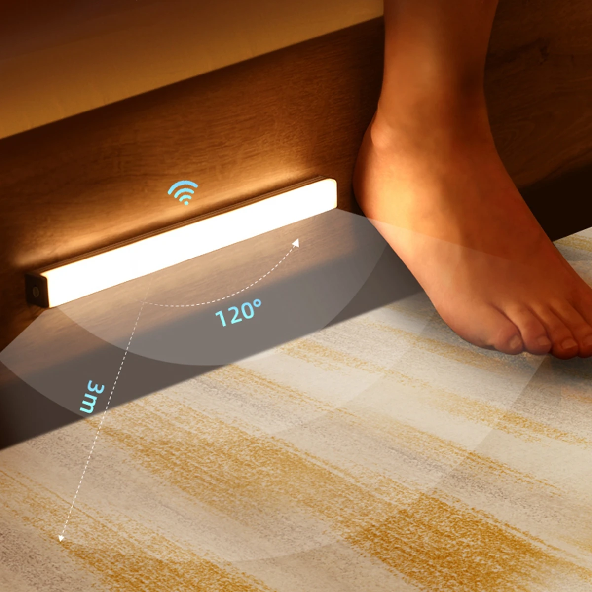 Luces LED nocturnas inalámbricas con Sensor de movimiento, decoración de dormitorio, Detector de luz, lámpara de emergencia de pared, iluminación para escalera, armario, habitación y pasillo