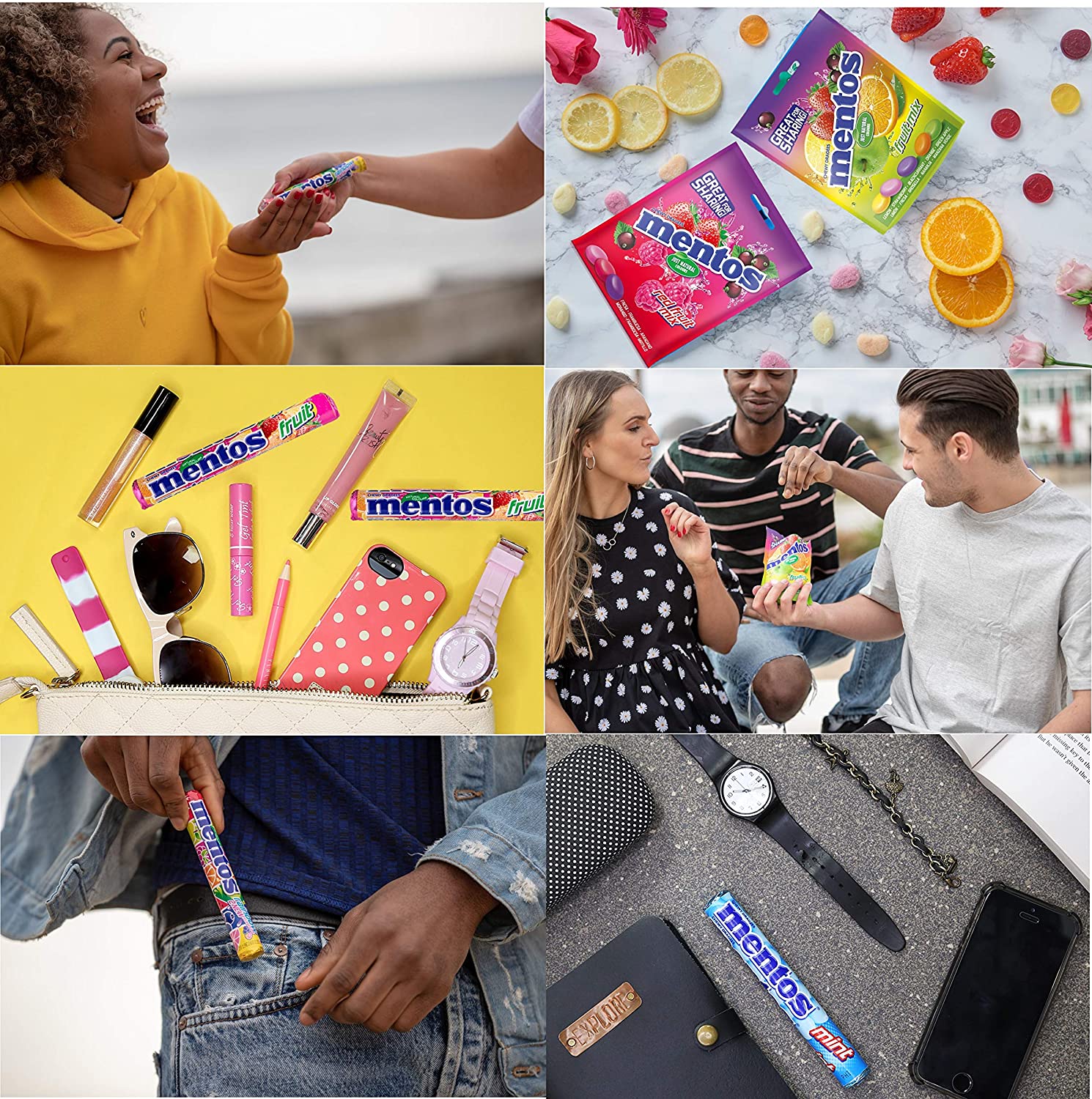 Mistura de Frutas Vermelhas com Suco de Frutas, Caramelo Mastigável com Suco de Frutas, Feito com Ingredientes Naturais, Corante Natural, Morango, Framboesa, Mirtilo, 7 Sacos de 160 g