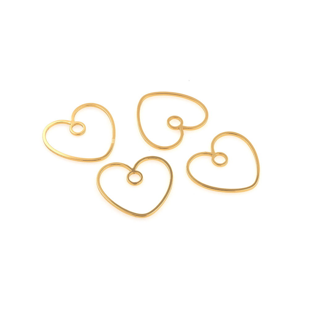 10 Buah Konektor Cinta Emas-Tautan Cinta-Perhiasan Cinta Sederhana-Jimat Cinta-Kalung Gelang Istimewa Perlengkapan Membuat DIY 22.3x24.8x1mm