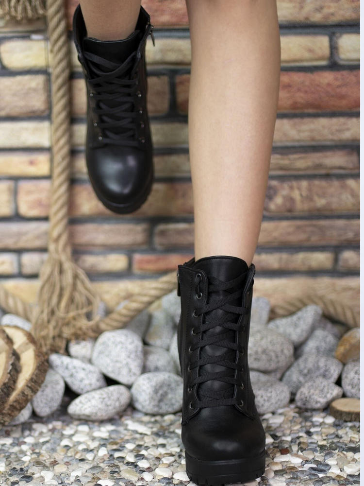 Sepatu Bot Hak Tinggi Wanita Hitam Sepatu Bot Bilekte Sepatu Bot Motor Sepatu Bot Salju Wanita Musim Dingin Fashion Simpul Silang Ujung Bundar