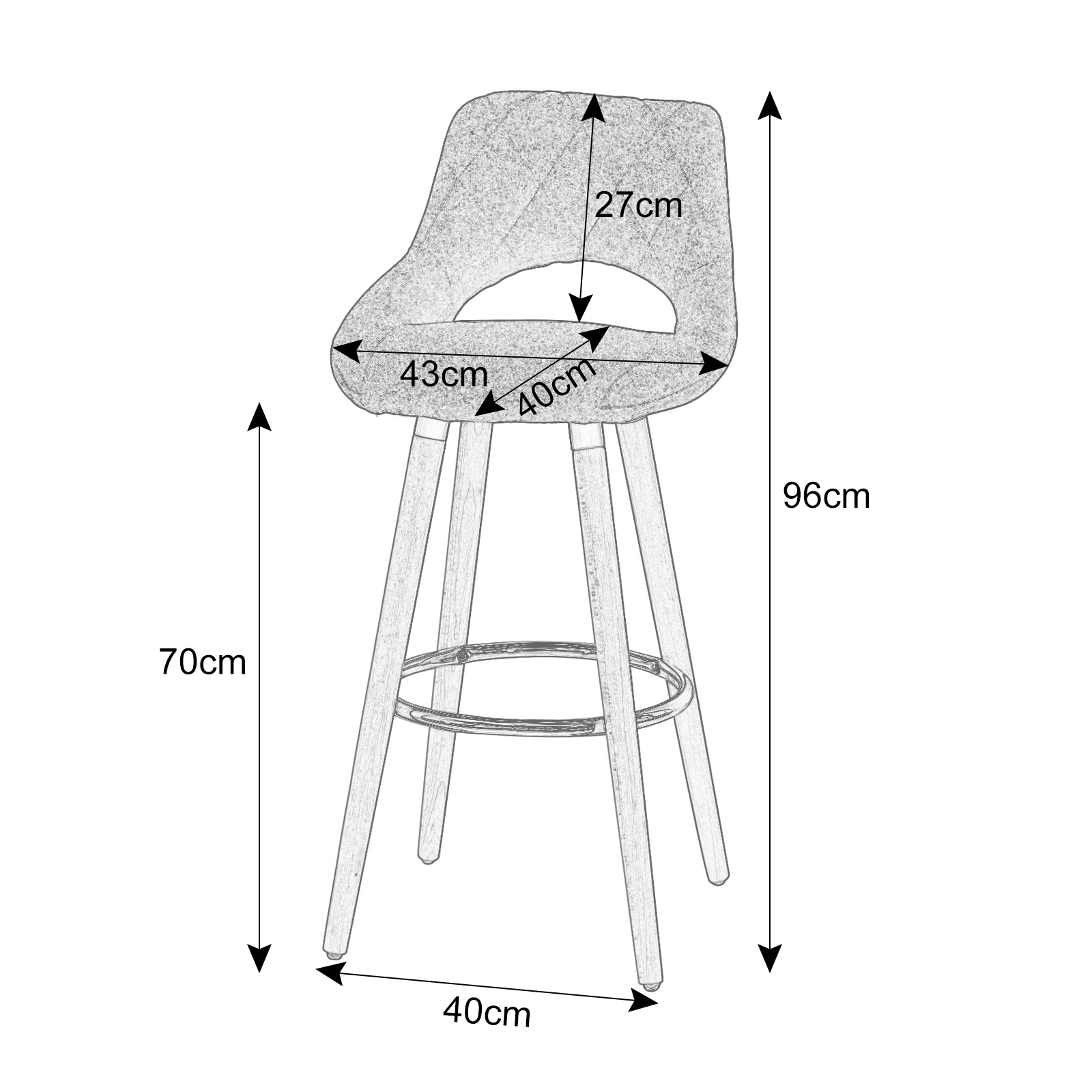 Lounge Bar Stool Bar Chair with Footrest Backrest  Wooden Beech Wood Legs Counter Stools for Office Kitchen Dining Coffee Home