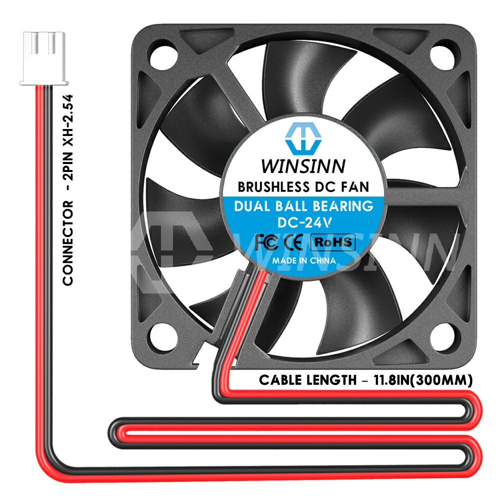 WINSINN スイインファンDC 5v 12v 24v 5010mm,二重油圧ボールベアリング,ブラシレス冷却,50x10mm,2ピン
