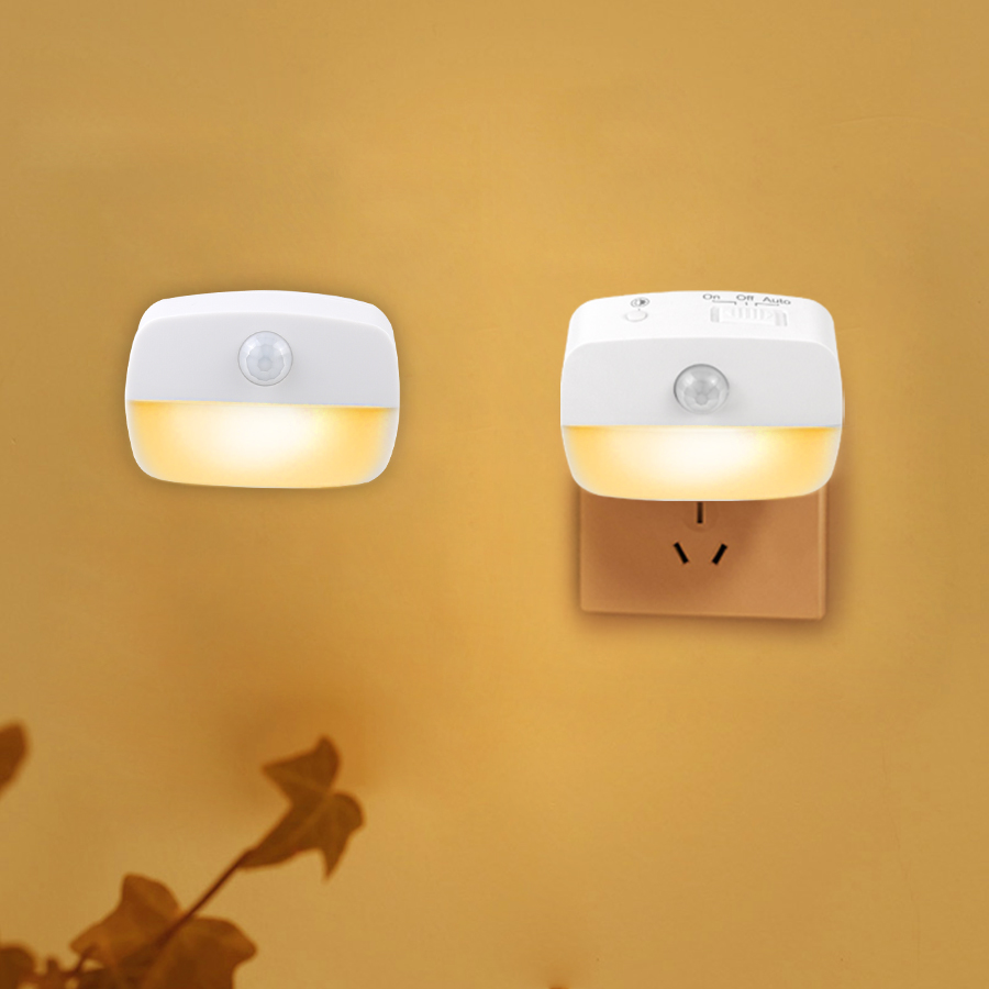 Đèn LED Không Dây Cảm Biến Chuyển Động Ánh Sáng Ban Đêm Cắm Đầu Dò Chuyển Động Phòng Ngủ Cầu Thang Tủ Đầu Giường Đèn Ngủ 220V Dùng Pin