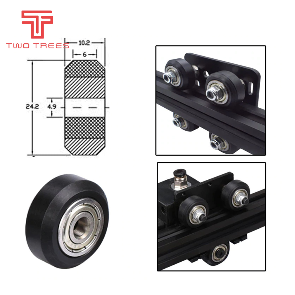Rueda POM con rodamiento lineal 625ZZ, rueda POM para impresora 3D, polea de plástico para piezas de grabador láser Ender 3 CR-10, 1/5/10/24 Uds.