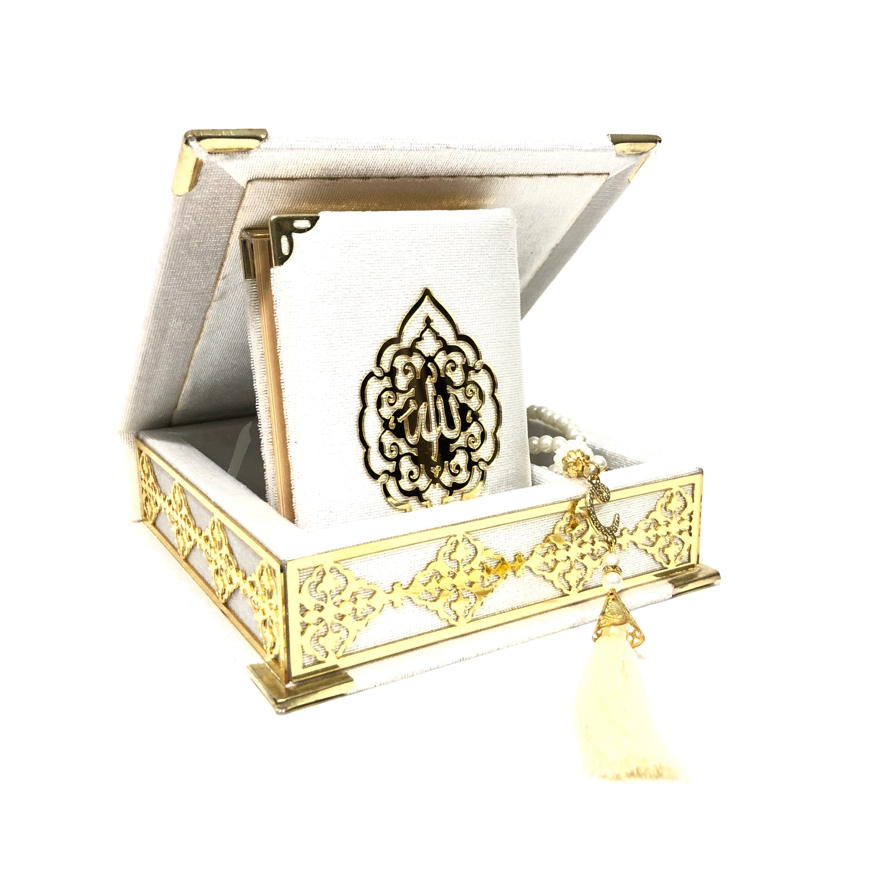 กำมะหยี่ไม้กล่อง Quran, Quran ชุด Quran Arabic,อัลกุรอานและ Prayerbeads, Moshaf,อัลกุรอาน,tasbeeh ของขวัญอิสลาม,มุสลิมรายการ