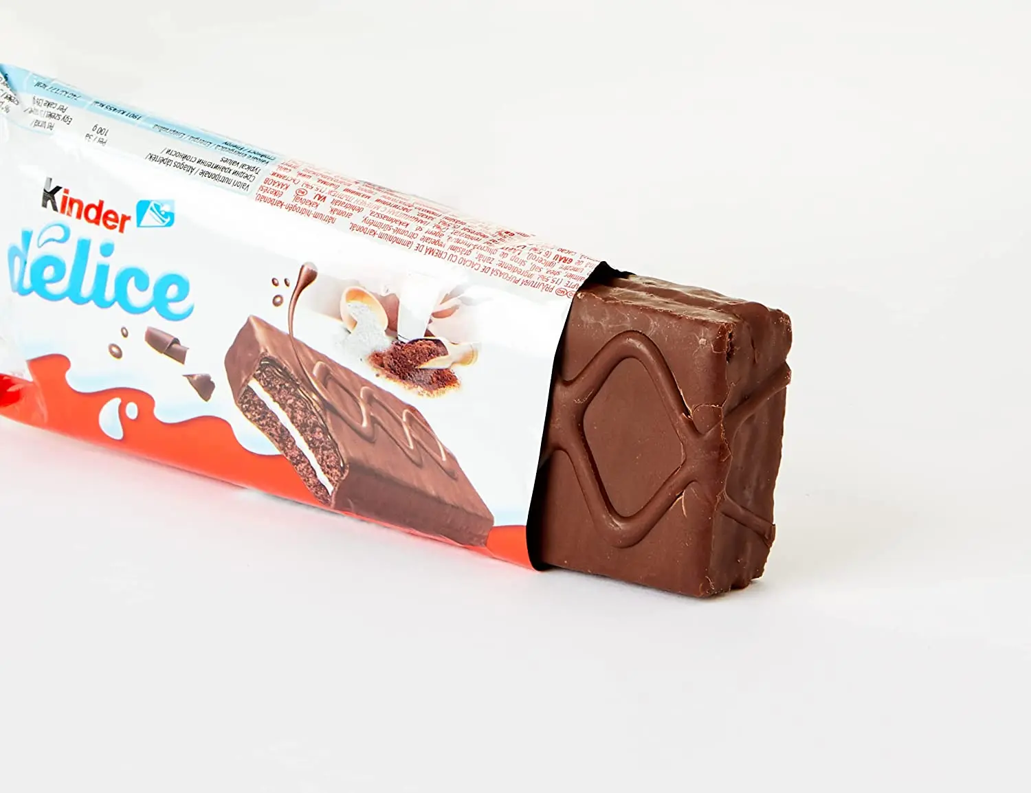 Bolo de Cacau Kinder Delice, 20 Unidades de 39g de Bolo Puff Esponja, Feito com Leite, Farinha e Ovos, Coberto com uma Camada Fina de Chocolate com Leite, Delicioso e macio