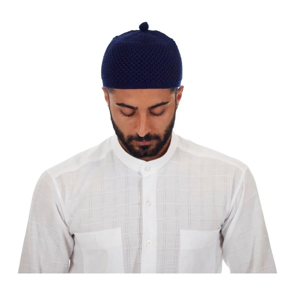 Gorro turco musulmán islámico Kufi Taqiya Takke Peci, Gorro de oración con Bobble estirable de colores sólidos