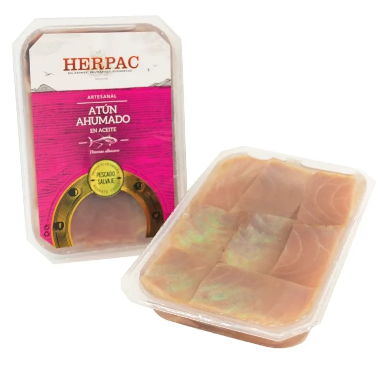 Gerookte Tonijn In Olie 250G. Barbate Zout Smaak En Een Enorm Aangename Textuur Met Dat Karakteristieke Smaak.