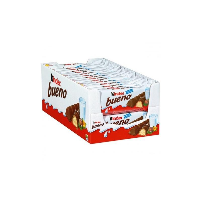 Kinder-Wafer Crocante embalada individualmente, Revestida com Chocolate ao Leite, com Recheio de Leite e Aquecedor, 2 Barras, 30 Unidades