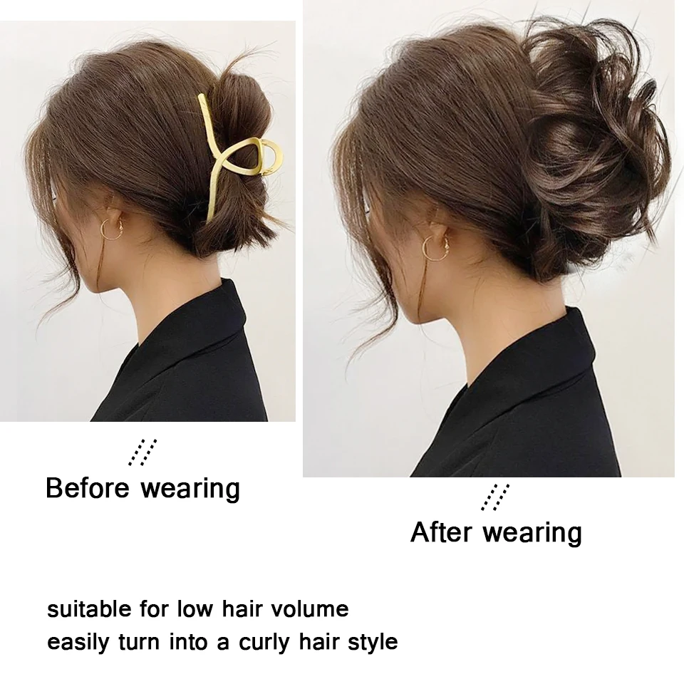 HUAYA-extensiones de cabello sintético con garra rizada y desordenada, moño, pelo falso con cola para mujer