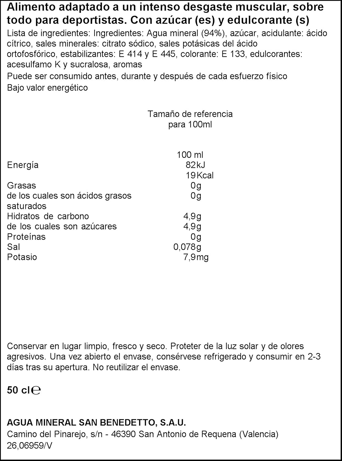 BENEDETTO UPGRADE BLUE BEBIDA ISOTÓNICA PARA DEPORTISTAS CON AGUA Y SALES MINERALES. CONTIENE 12 UD DE 500 ml. CADA UNA