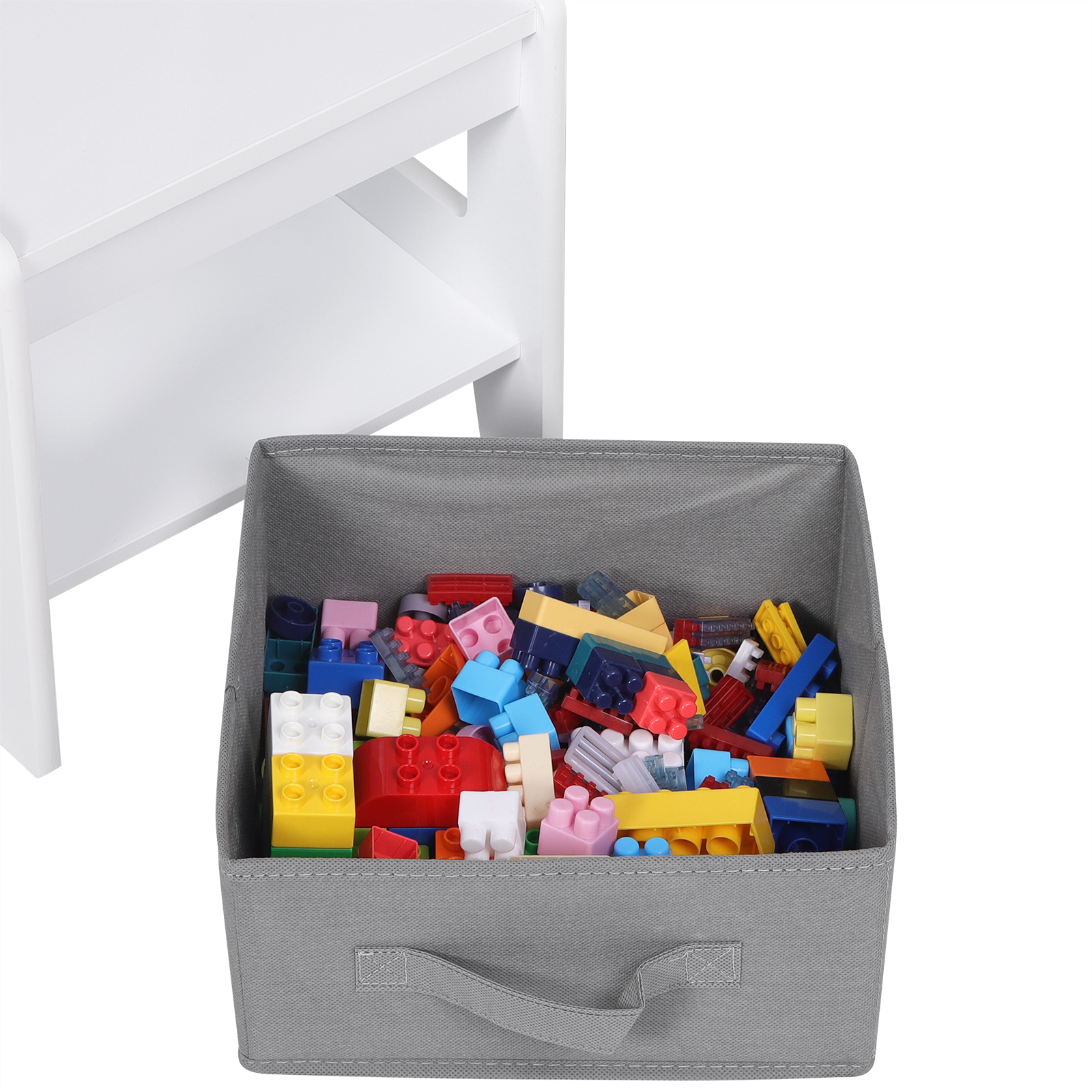 WOLTU Kinderschreibtisch, weißer Kindertisch, 2 Stühle, Set mit Aufbewahrungskorb, wendbare Tischplatte, Tafelpapierrolle für die Vorschule