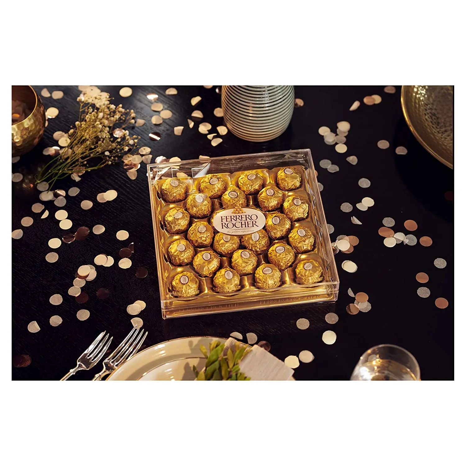 Chocolates ferrero rocher-chocolates de chocolate com leite e avelãs ferrero rocher-um presente para ficar bem em qualquer ocasião-escolha o caso que melhor lhe convier com 30 , 24 , 16 unidades...