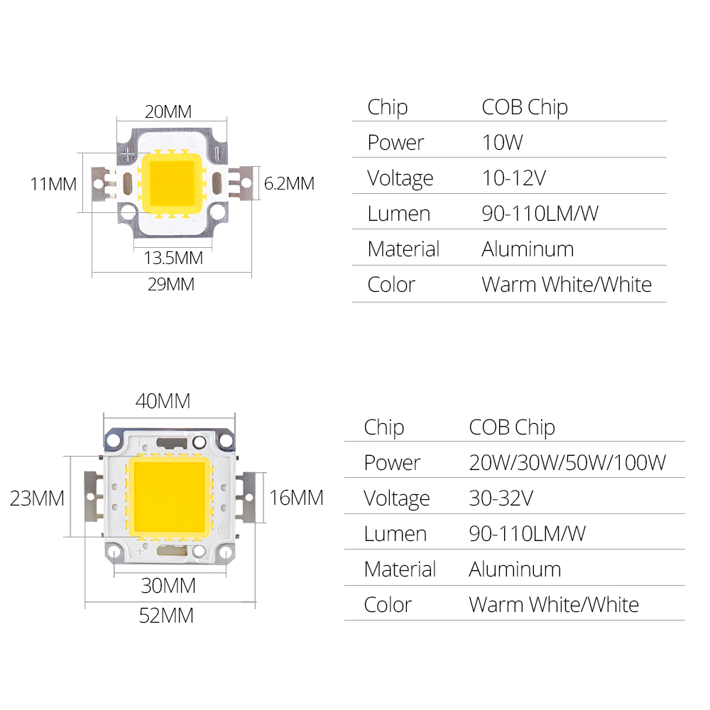 10W 20W 30W 50W 100W Led Chip Matrix Led Kalt Weiß Warm Weiß Led-modul COB Integrierte Licht Perlen Für Flutlicht Scheinwerfer