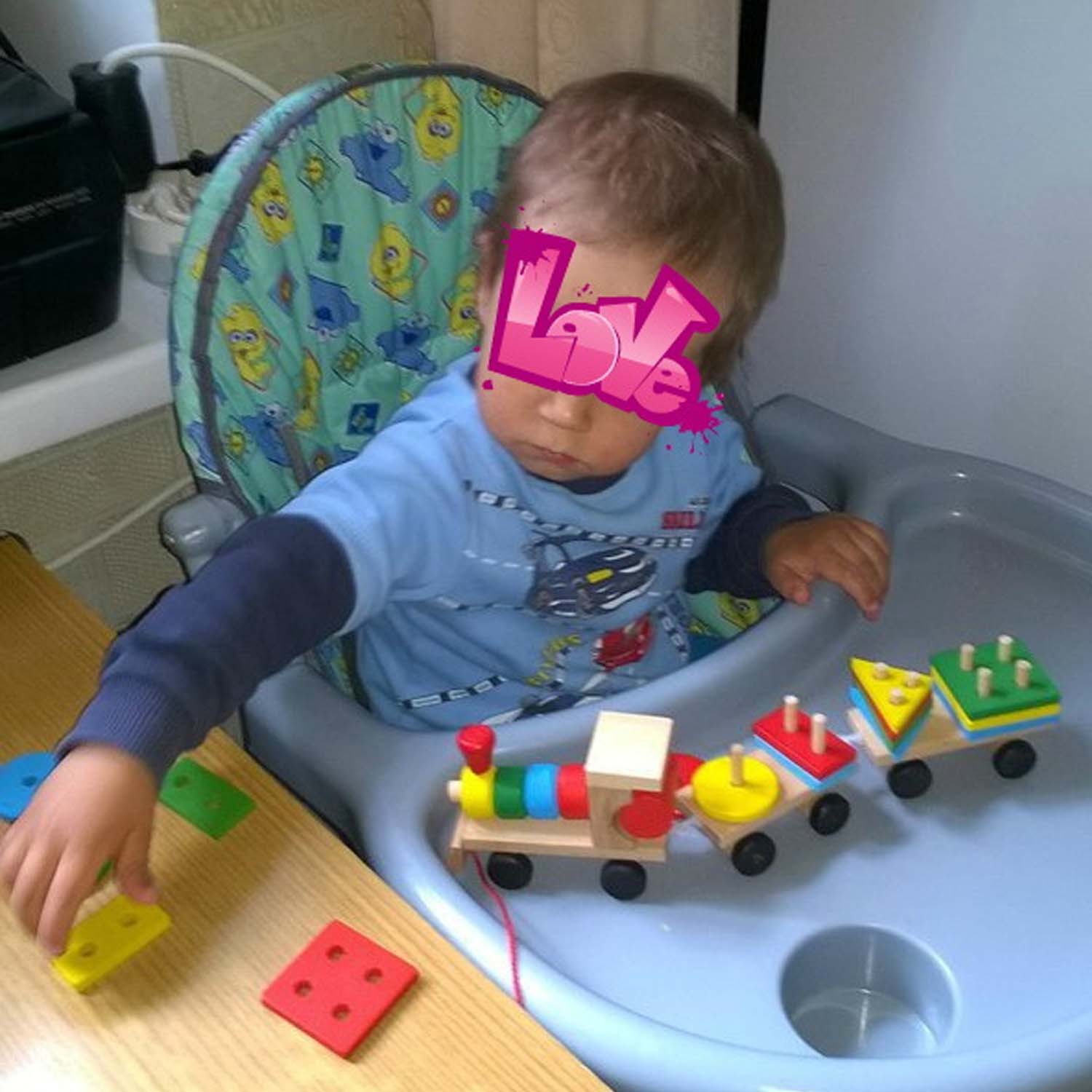 Mainan Kayu Bayi Pendidikan Geometris Tiga Bentuk Kereta Kecil Membantu Meningkatkan Memori VISUAL