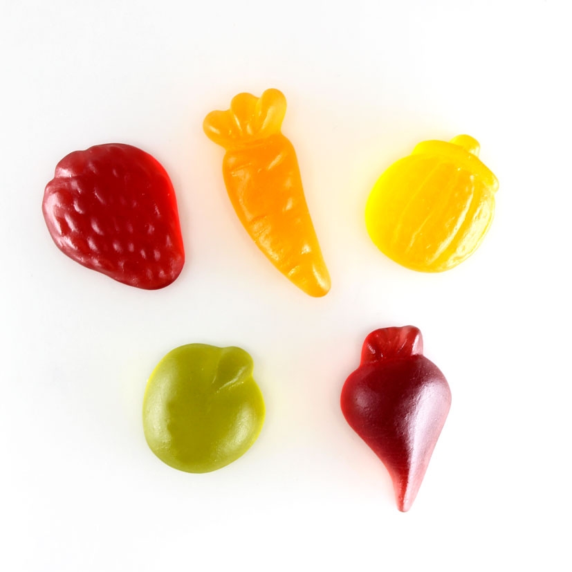 Gummers naturais adequados para frutas e vegetais Vidal, 10 unid de 180g