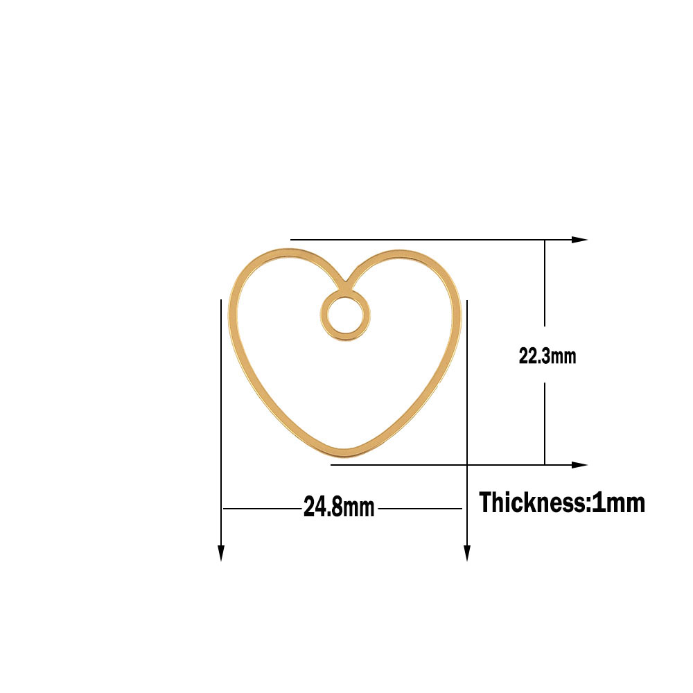 10 Buah Konektor Cinta Emas-Tautan Cinta-Perhiasan Cinta Sederhana-Jimat Cinta-Kalung Gelang Istimewa Perlengkapan Membuat DIY 22.3x24.8x1mm