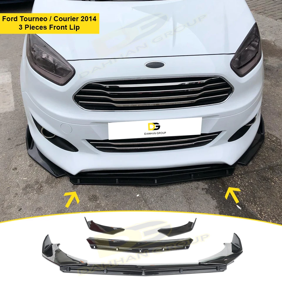 Ford Tourneo / Courier 2014 labio delantero/divisor 3 piezas Piano brillante Negro plástico hoja delantera alerón ala Ford Kit