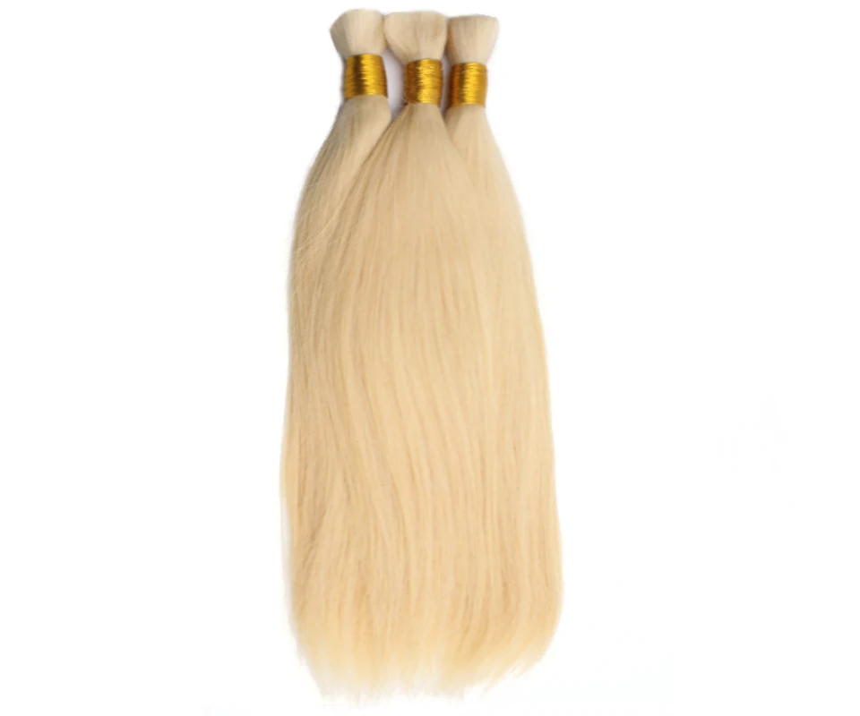 QHP Thẳng Số Lượng Lớn Tóc Brasil 100% Trinh Nữ Remy Tóc Số Lượng Lớn 50G 100G Tóc Vàng Màu Tóc Của Con Người màu Sắc Tự Nhiên 12-30Inch