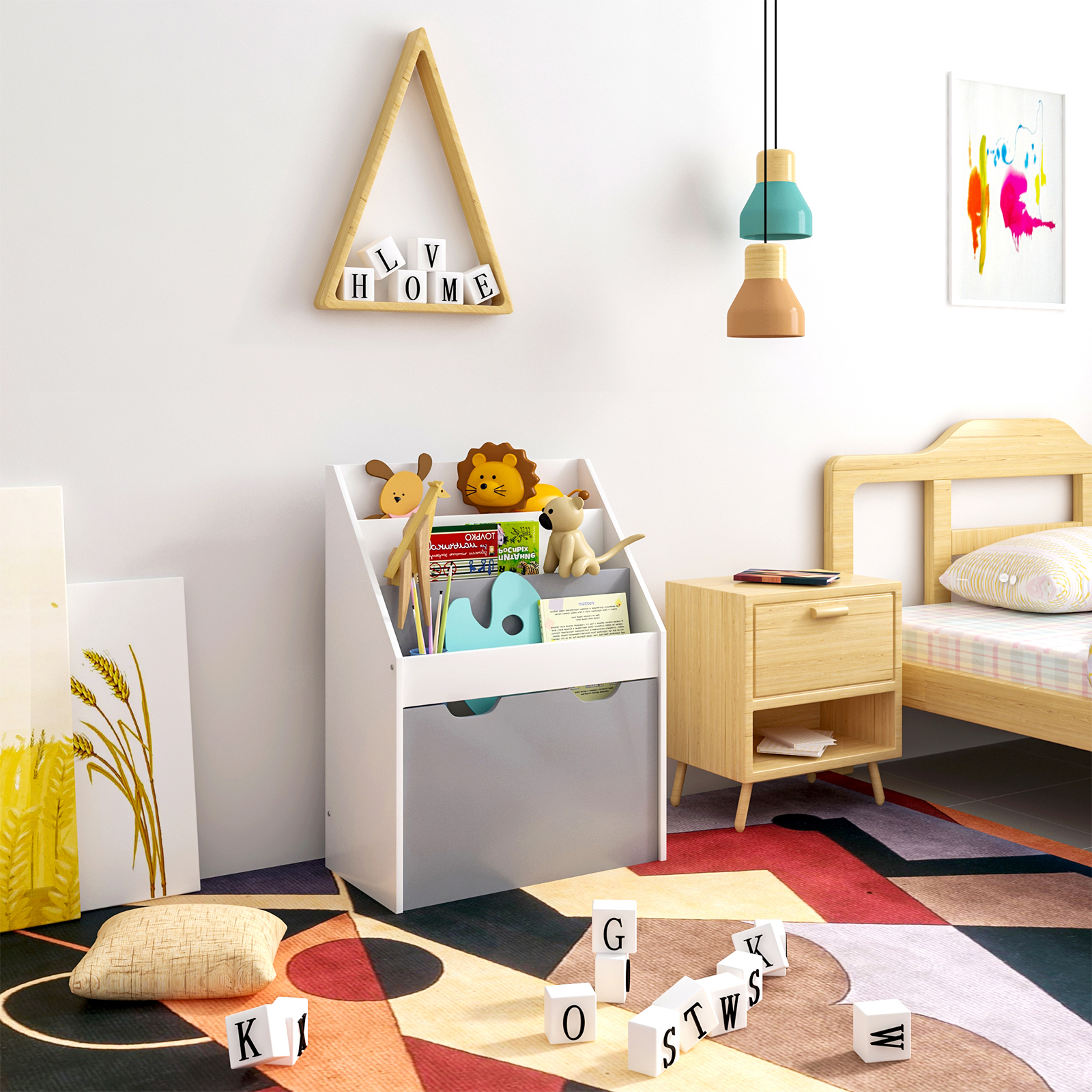 Étagère de rangement pour enfants, bibliothèque pour enfants, présentoir pour bébé, unité de rangement pour étudiants de la maternelle, coffre de rangement à 3 étagères avec roues, 1PC