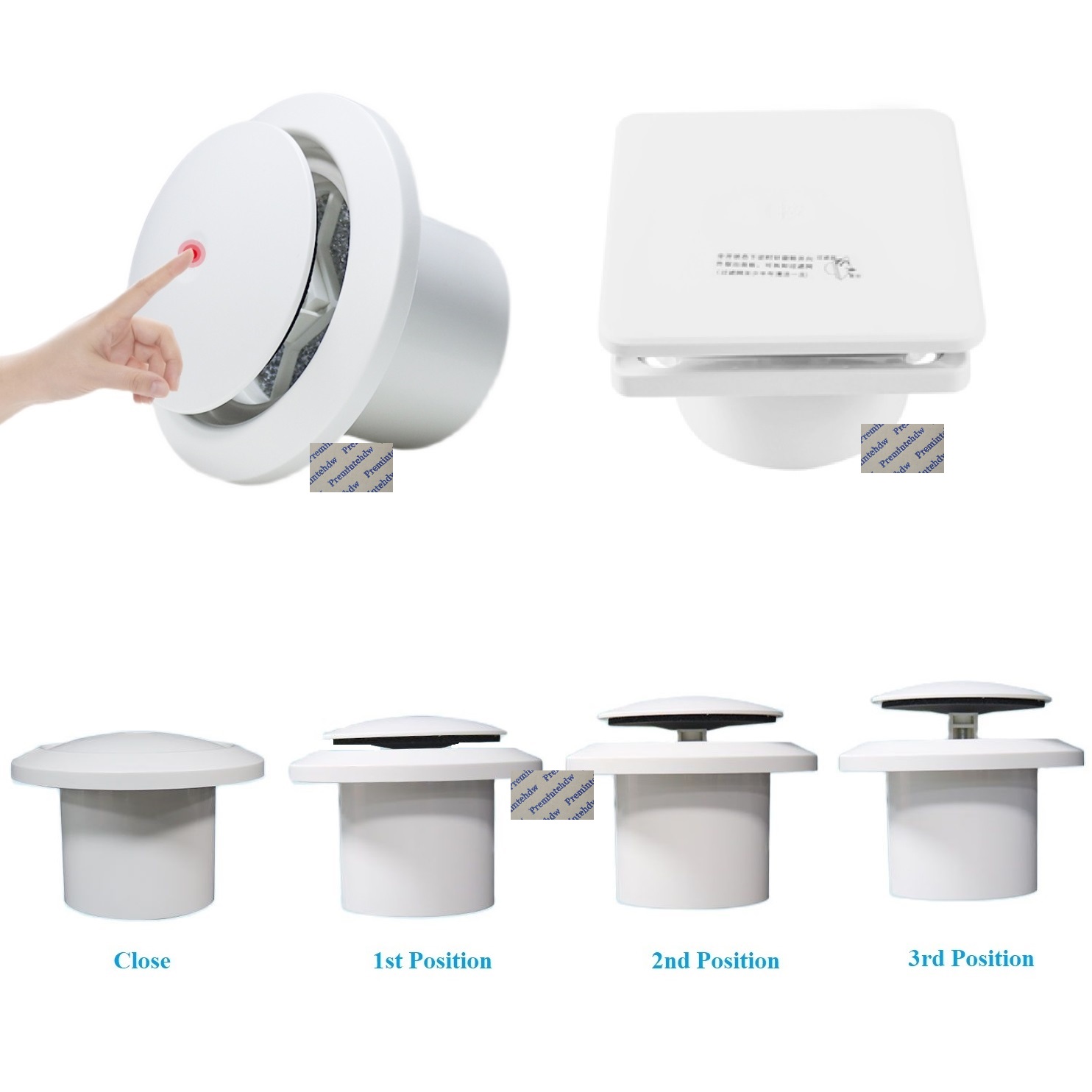 Белая круглая квадратная решетка из АБС-пластика со встроенным вентиляционным отверстием, 3-позиционная крышка, всплывающая, открытая, закрытая