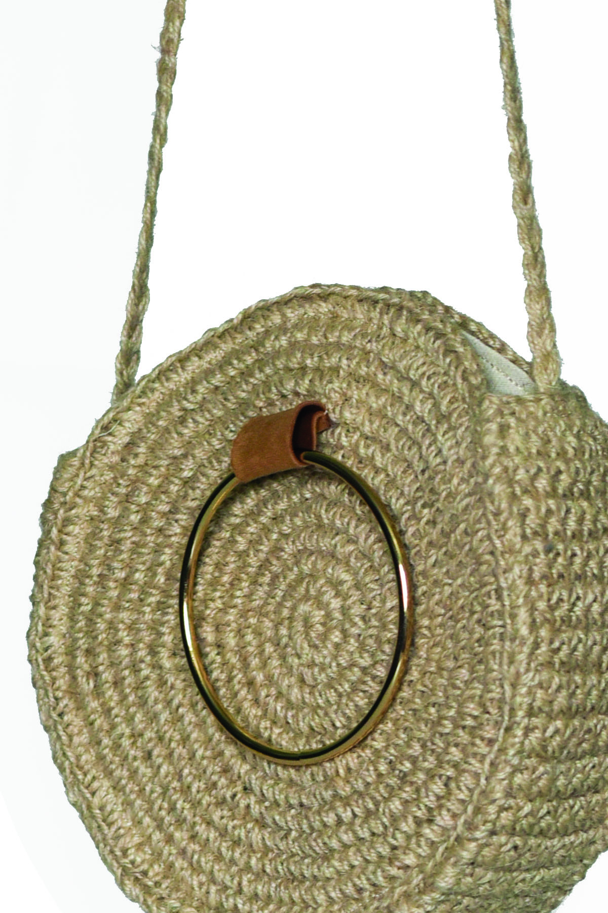 Women's Metal Handle Jute Straw Bag