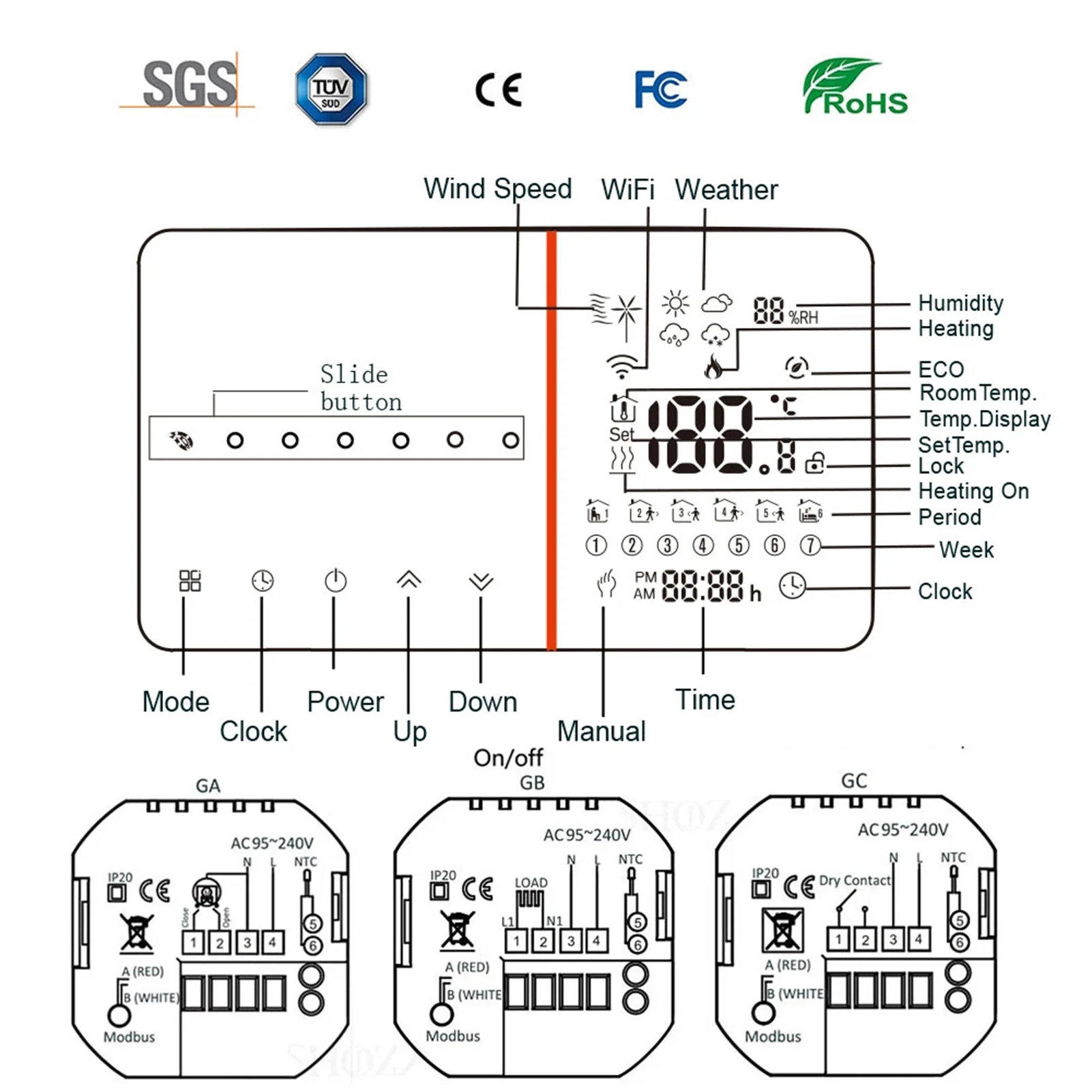Qiumi Smart WiFi Thermostat สําหรับน้ํา / เครื่องทําความร้อนใต้พื้นหม้อต้มไฟฟ้า / แก๊สทํางานร่วมกับ Alexa Google Home