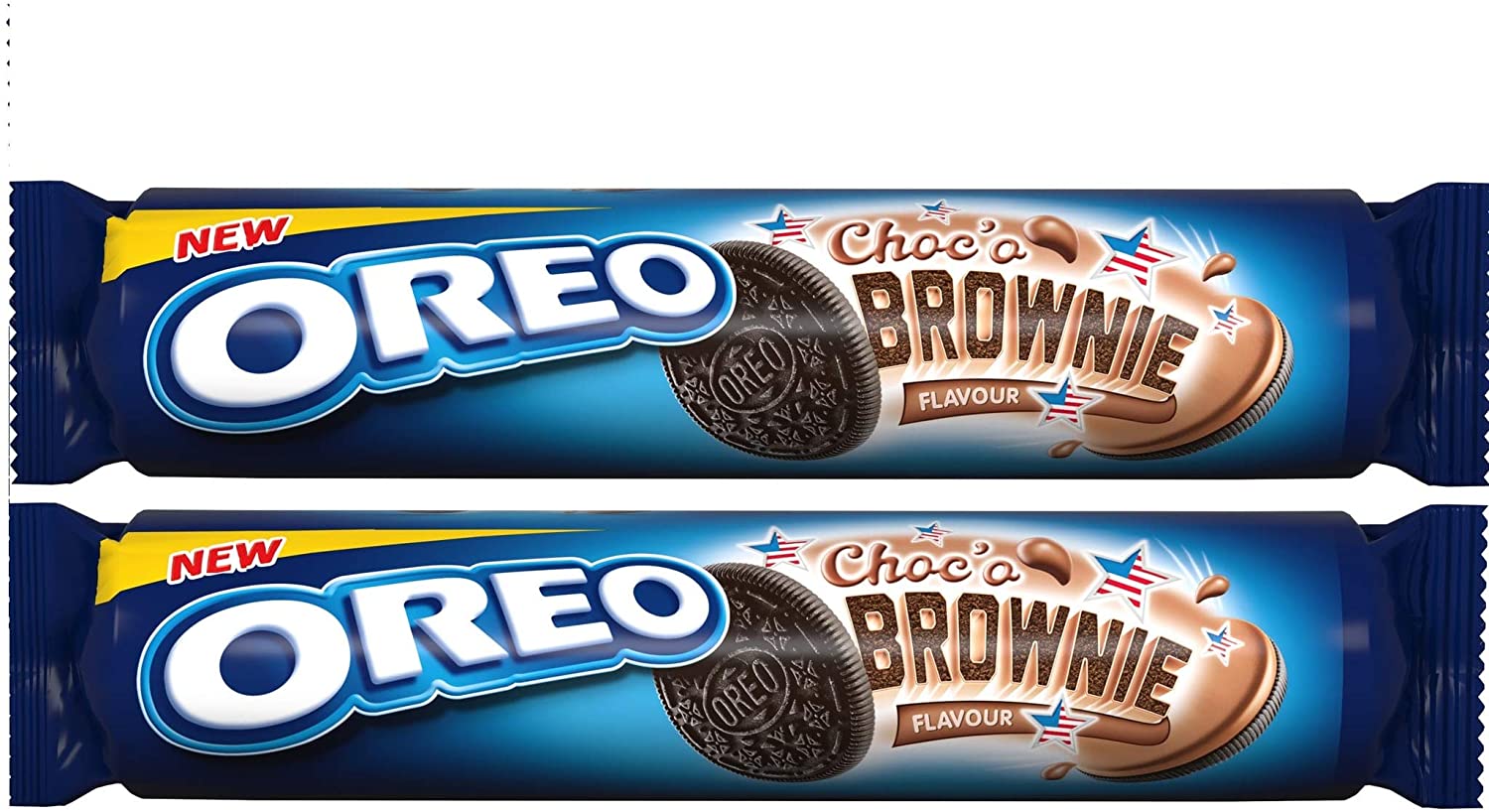 Oreoreo de galetas de marrom. Caja de 16 unidades com 154 gramos cada paquete. Galletas de cacau rellenas de creme 29% de chocolate