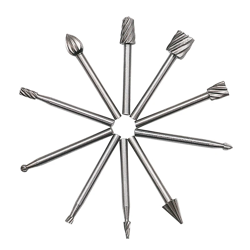 10 stücke HSS Routing Router Bits Grat Dreh Werkzeuge Dreh Carving Geschnitzte Messer Cutter Werkzeug Gravur Holz Arbeiten Verwendet für dremel