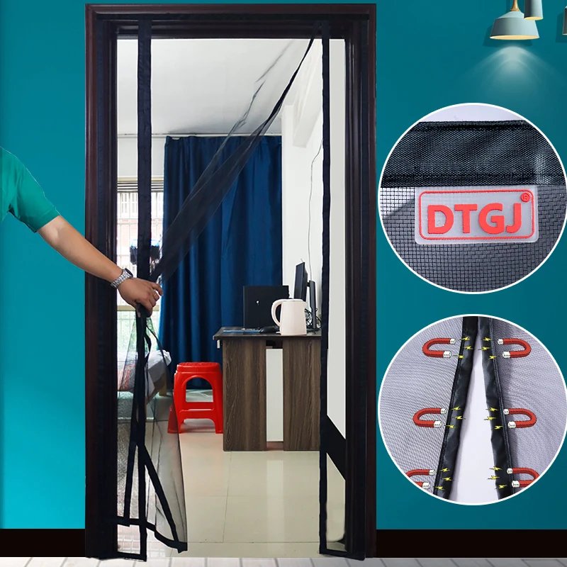 Pantalla de puerta magnética, mosquitera de tamaño personalizado, cortina, insectos voladores, malla Invisible antimosquitos para uso interior y exterior en verano