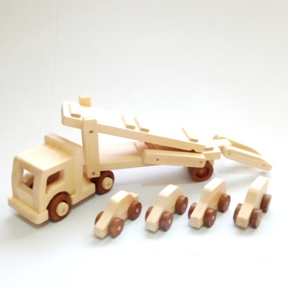 Truk Pengangkut Mobil Mainan Kayu (Semua Produk dan Pernis Memenuhi Standar 7-13)