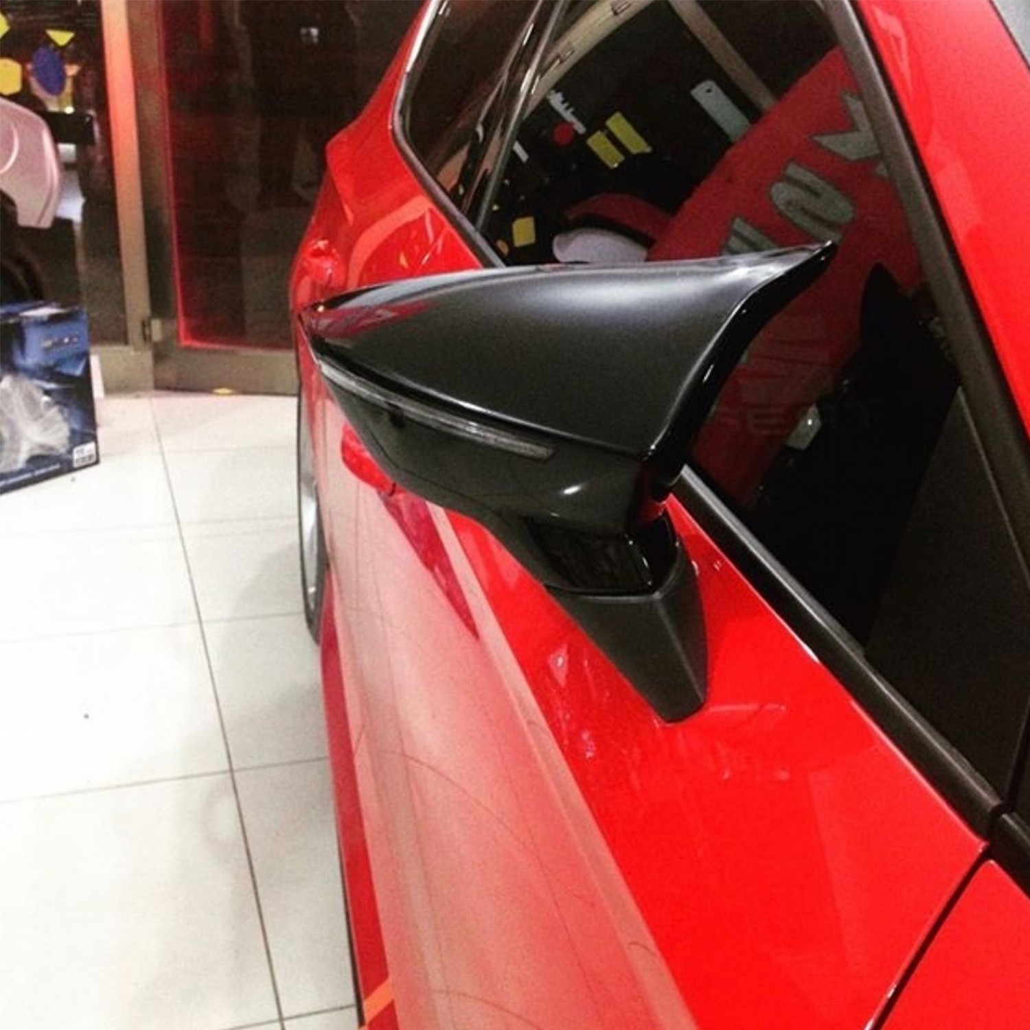 Untuk Seat Ibiza Mk5 6M Mirror Cover Piano Black Rear Side View Case Cap 2018 2020 2Pcs High Quality ABS Plastic Bat Style FR