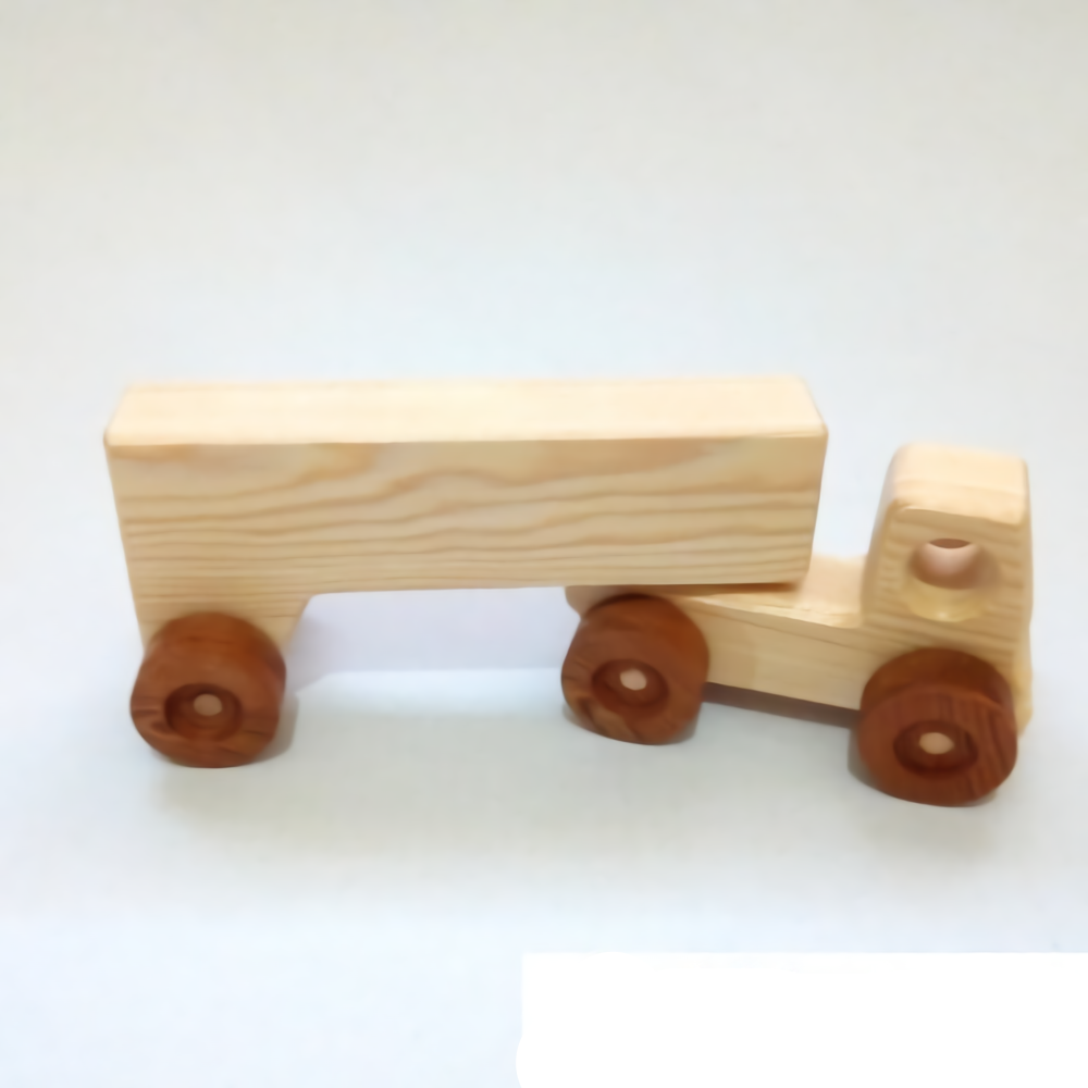Truk Mainan Kayu 2 Ukuran Berbeda (GLIDER Kargo Kecil Datar dan TRAILER JUMBO Besar)