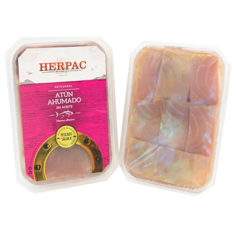 Gerookte Tonijn In Olie 250G. Barbate Zout Smaak En Een Enorm Aangename Textuur Met Dat Karakteristieke Smaak.