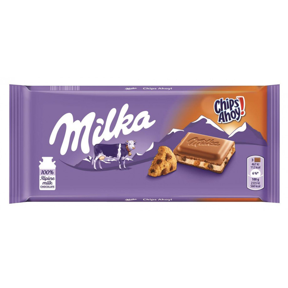 Milka chips comprimidos ahoy-caixa de 100 gramas comprimidos de chocolate ao leite-Embalagem de 22 unidades-deliciosos comprimidos chocolate sabor chips ahoy experimentar sua mistura crocante de sabores!