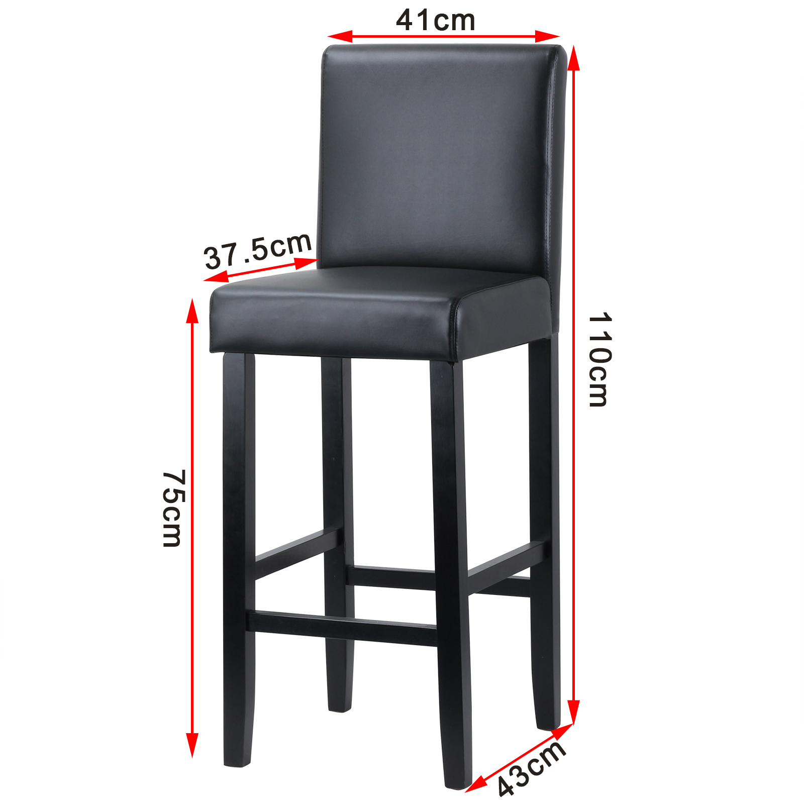WOLTU 2 pièces/ensemble chaises de Bar en simili cuir avec dossier siège rembourré épais tabourets de comptoir pour bureau à domicile cuisine Bistro