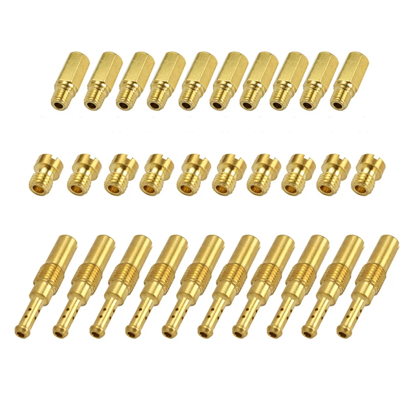 10/20 Chiếc Mortorcycle Bộ Chế Hòa Khí Vòi Phun Chính Máy Bay Phản Lực Và Chậm Phi Công Máy Bay Phản Lực Cho KEIHIN OKO KOSO CVK PE PWK Carb Bằng Đồng máy Bay Phản Lực Kit10PCS Xe Ô Tô
