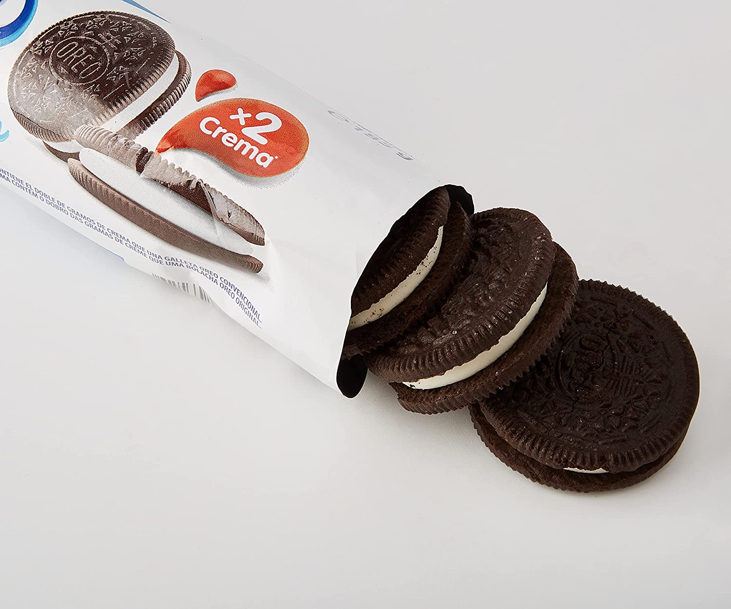 OREO-Caixa Dupla Creme, Biscoitos OREO, 12 Unidades de 185 gr Uma Explosão de Folhas de Biscoito, Uma Textura Semelhante a Explosão, Uma Pasta, Uma Explosão