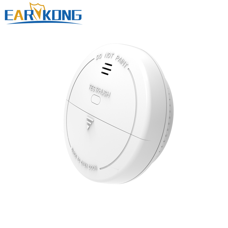 Protección contra incendios Detector de humo de 433MHz Sensor de humo inalámbrico de Color blanco alarma de incendio altamente sensible para sistema de alarma de casa
