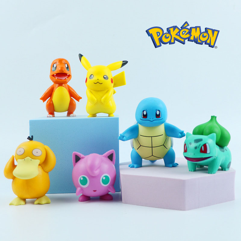 Pokemon Action Figures อะนิเมะการ์ตูน PVC ของเล่น Pikachu Charmander Psyduck Bulbasaur Kawaii รวบรวมตุ๊กตาเด็กของขวัญ