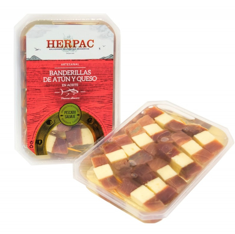 Atum e queijo com 42 unidades, pode se tornar vinte. Defumadores de atum defumado e queijo preservado com óleo.