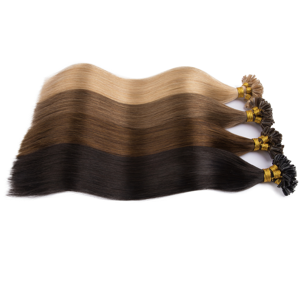 Extensiones de cabello humano Remy, pelo de fusión de queratina recta, punta en U, multicolor, 0,8 g/ps