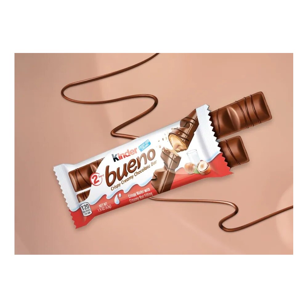 Kinder-Wafer Crocante embalada individualmente, Revestida com Chocolate ao Leite, com Recheio de Leite e Aquecedor, 2 Barras, 30 Unidades