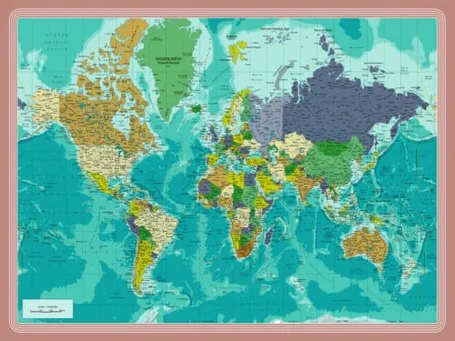 Colección 8 salvamanteles geográficos- Ideal para niños- Colección didáctica- Mapas con escalas métricas de color y de relieve- Aprender jugando- Colección mapas completa- Salvamanteles resistentes